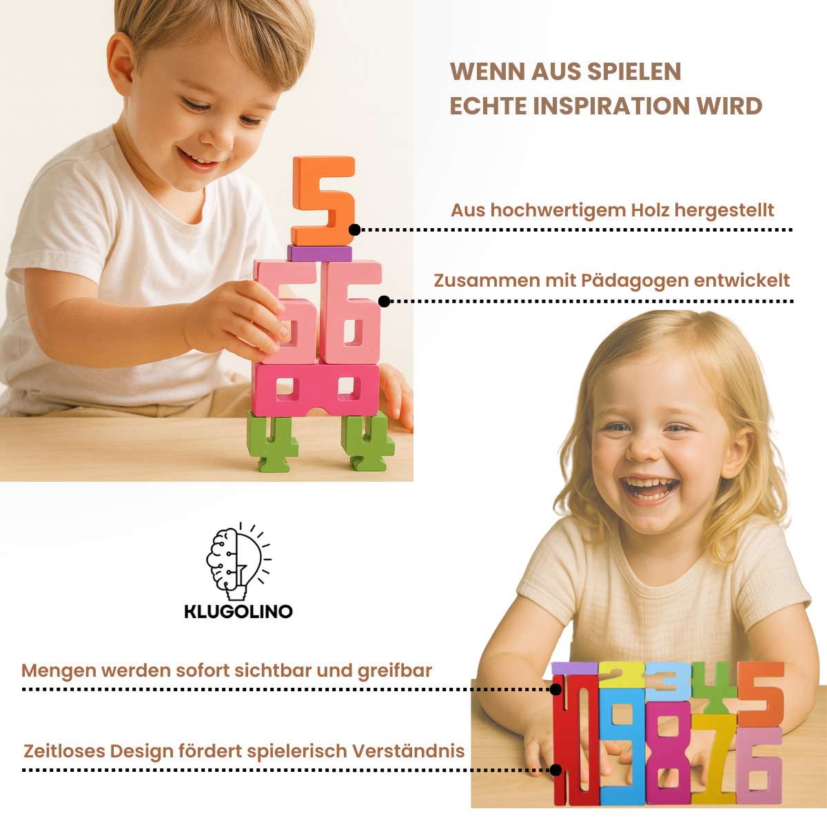 Klugolino - Holz Zahlenblöcke (3–6 Jahre)