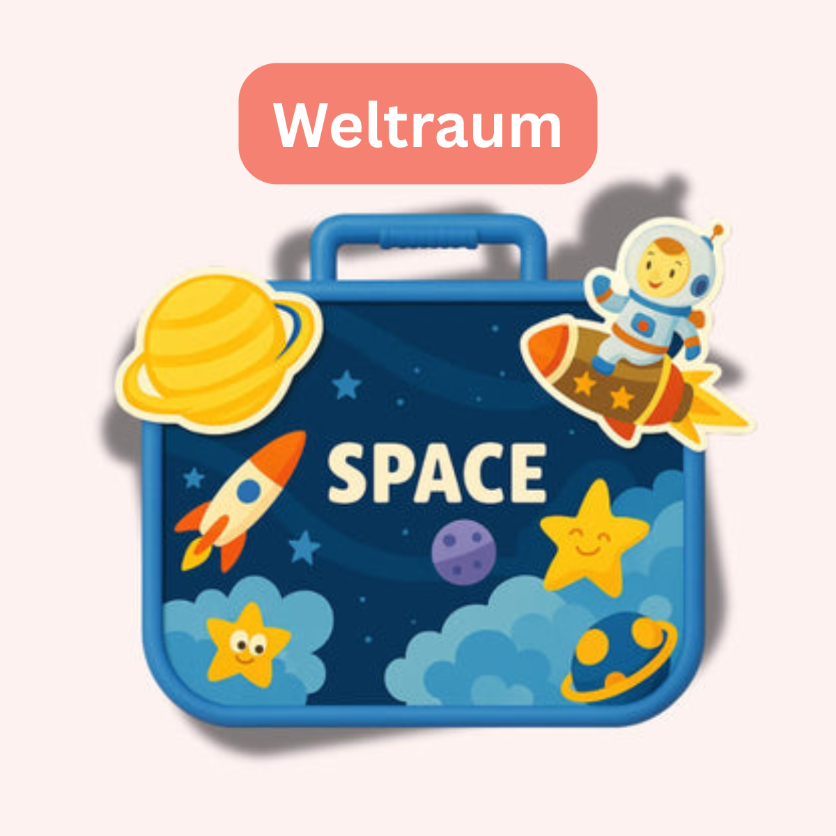 Der Klugolino Kreativkoffer im Design Weltraum bzw. Space - blau
